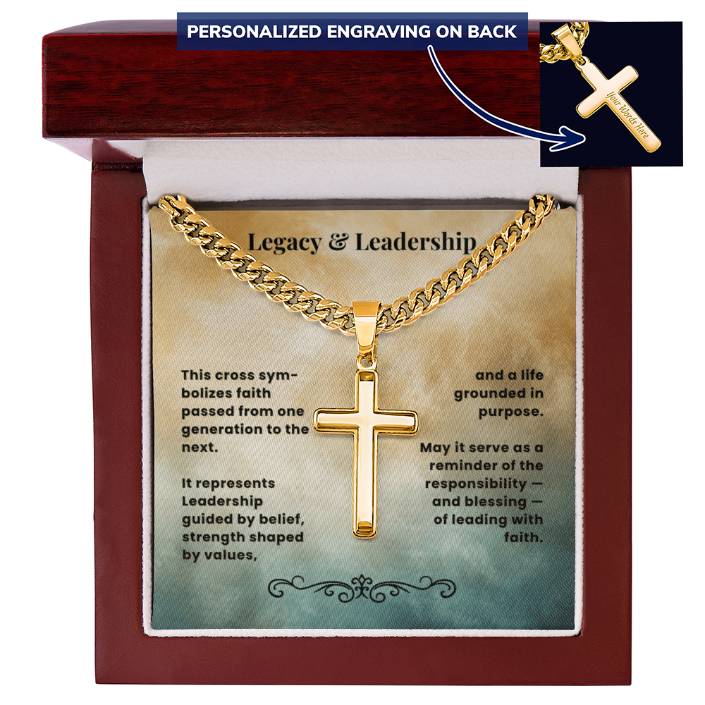 Cross Necklace Personalized with Cuban Link Chain | Legacy & Leadership