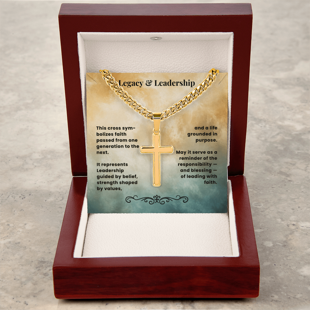 Cross Necklace Personalized with Cuban Link Chain | Legacy & Leadership