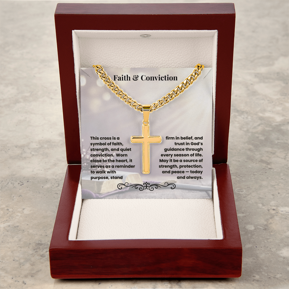 Cross Necklace Personalized with Cuban Link Chain | Faith & Conviction