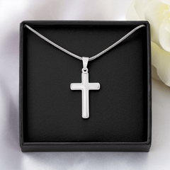Artisan Cross Necklace with Snake Chain | Plain Black Backing