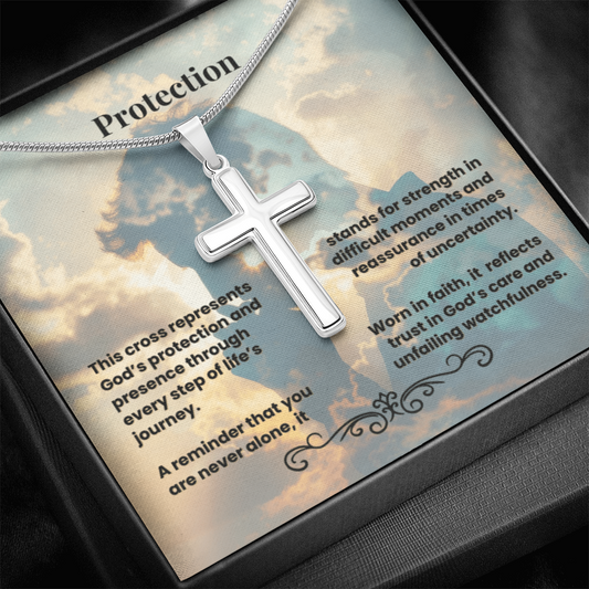 Cross Necklace Artisan with Snake Chain | Protection