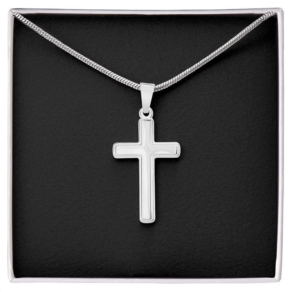 Cross Necklace Artisan with Snake Chain | Plain Black Backing