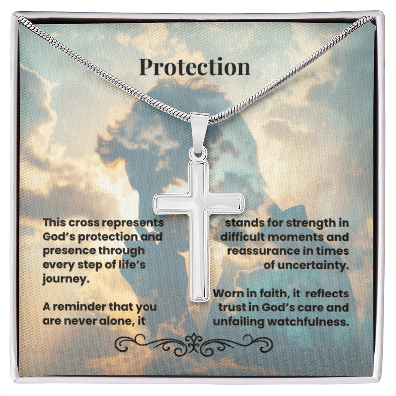 Artisan Cross Necklace with Snake Chain | Protection