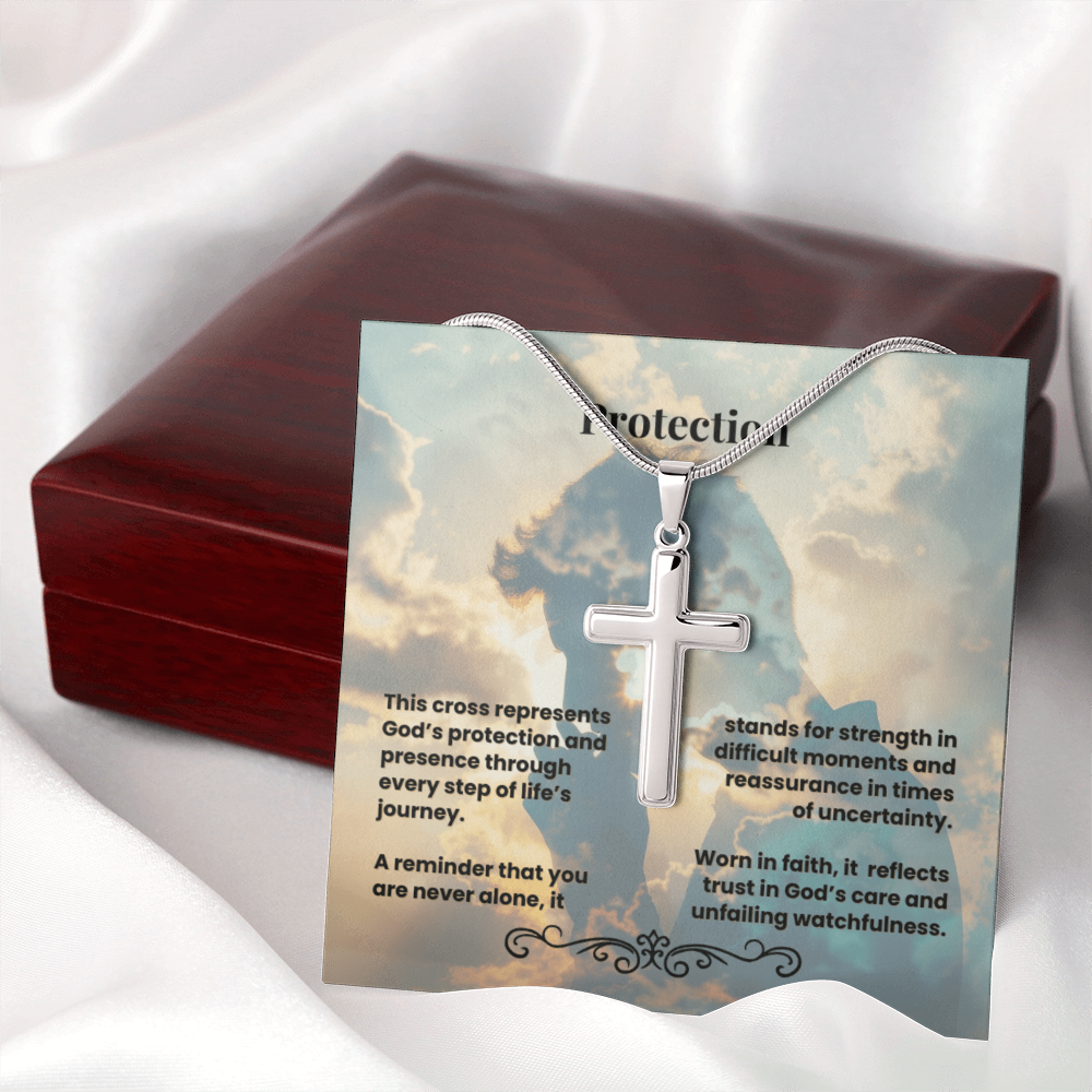 Cross Necklace Artisan with Snake Chain | Protection