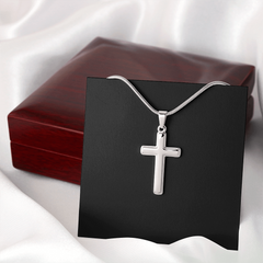 Artisan Cross Necklace with Snake Chain | Plain Black Backing