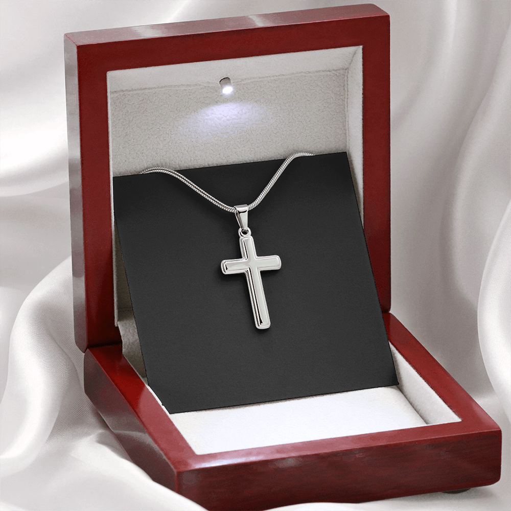 Cross Necklace Artisan with Snake Chain | Plain Black Backing