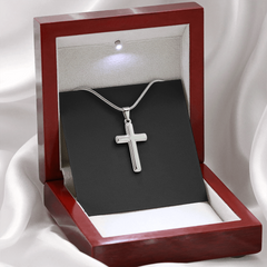 Artisan Cross Necklace with Snake Chain | Plain Black Backing