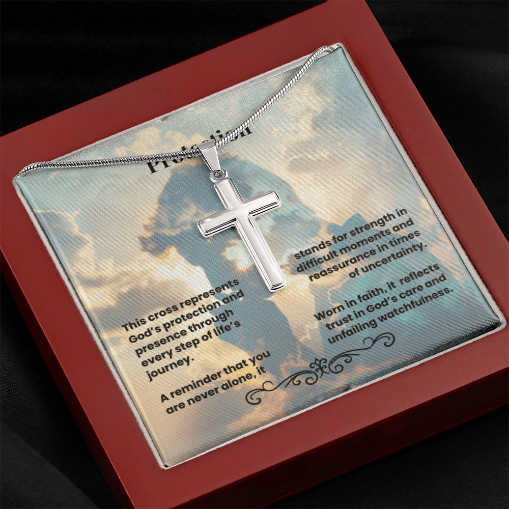 Cross Necklace Artisan with Snake Chain | Protection