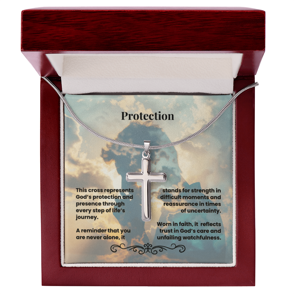 Cross Necklace Artisan with Snake Chain | Protection
