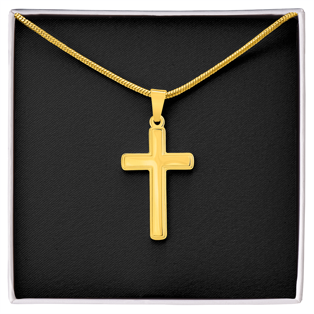 Cross Necklace Artisan with Snake Chain | Plain Black Backing