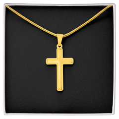 Artisan Cross Necklace with Snake Chain | Plain Black Backing