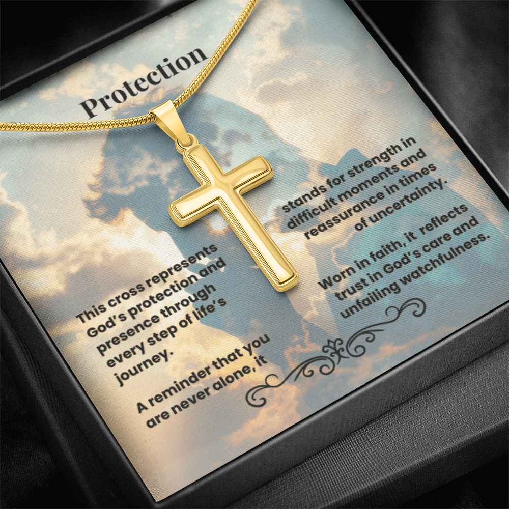 Cross Necklace Artisan with Snake Chain | Protection