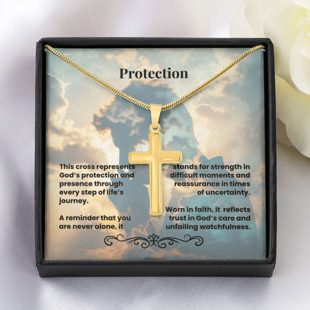 Cross Necklace Artisan with Snake Chain | Protection