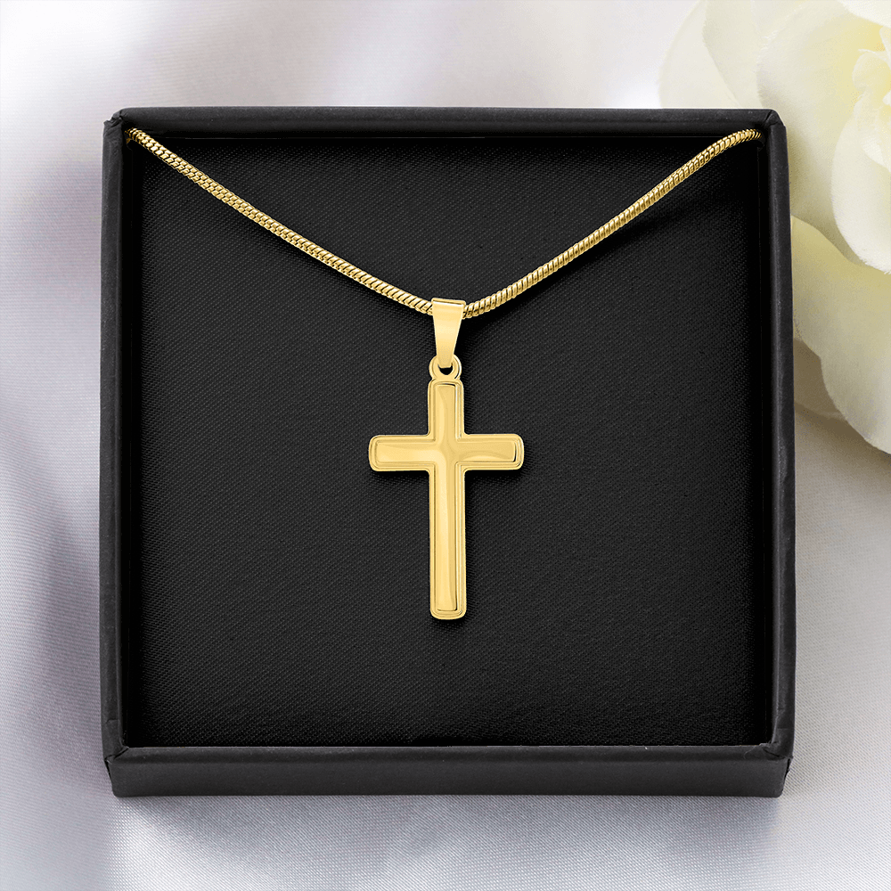 Cross Necklace Artisan with Snake Chain | Plain Black Backing