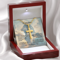 Artisan Cross Necklace with Snake Chain | Protection