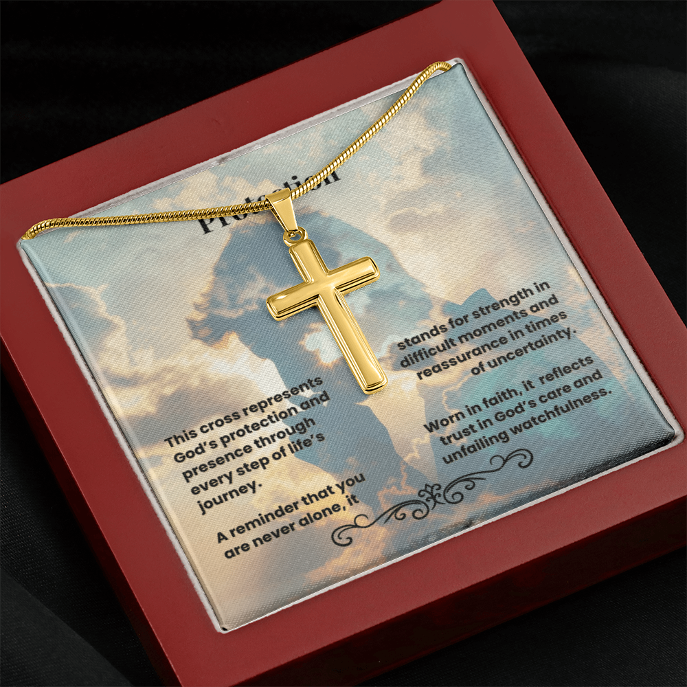 Cross Necklace Artisan with Snake Chain | Protection