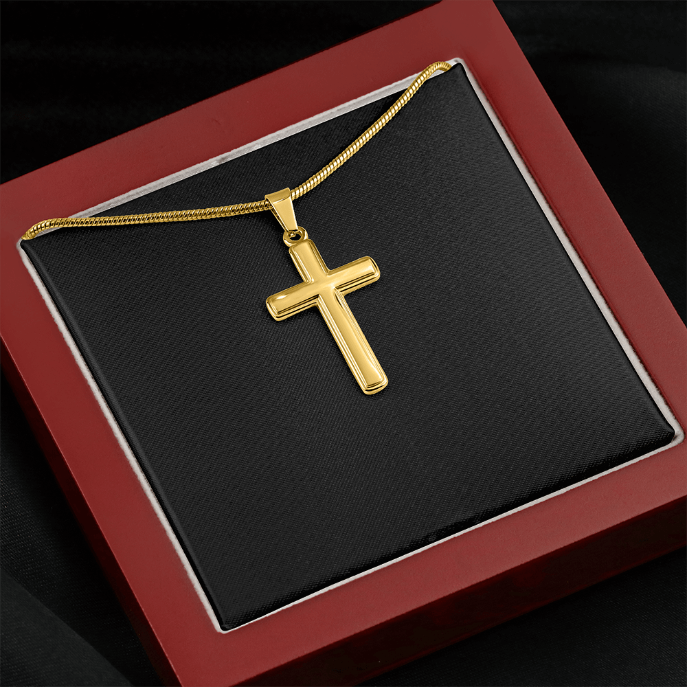 Cross Necklace Artisan with Snake Chain | Plain Black Backing