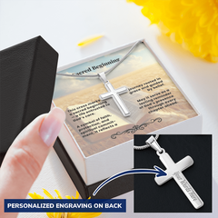 Personalized Cross Necklace with Snake Chain | Sacred Beginning