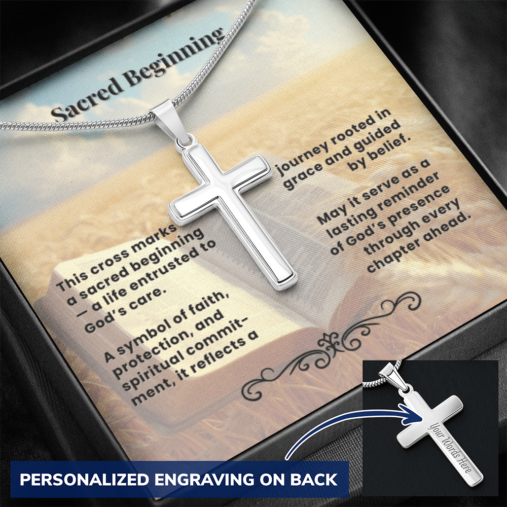 Cross Necklace Personalized with Snake Chain | Sacred Beginning