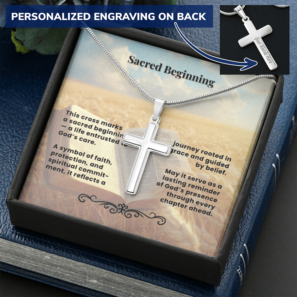 Cross Necklace Personalized with Snake Chain | Sacred Beginning