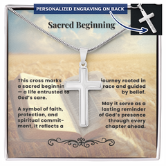 Personalized Cross Necklace with Snake Chain | Sacred Beginning