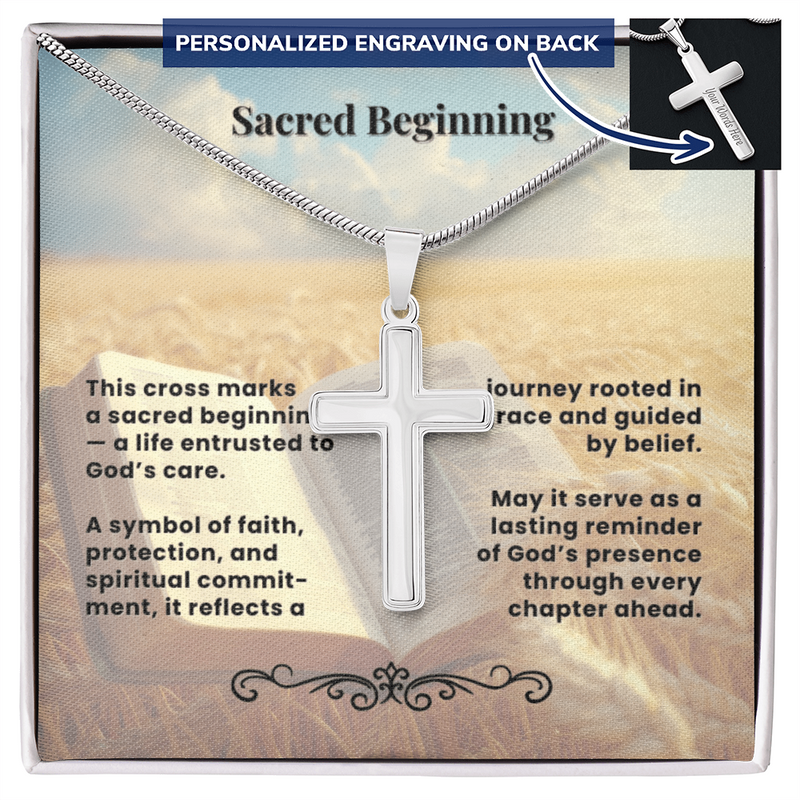 Personalized Cross Necklace with Snake Chain | Sacred Beginning