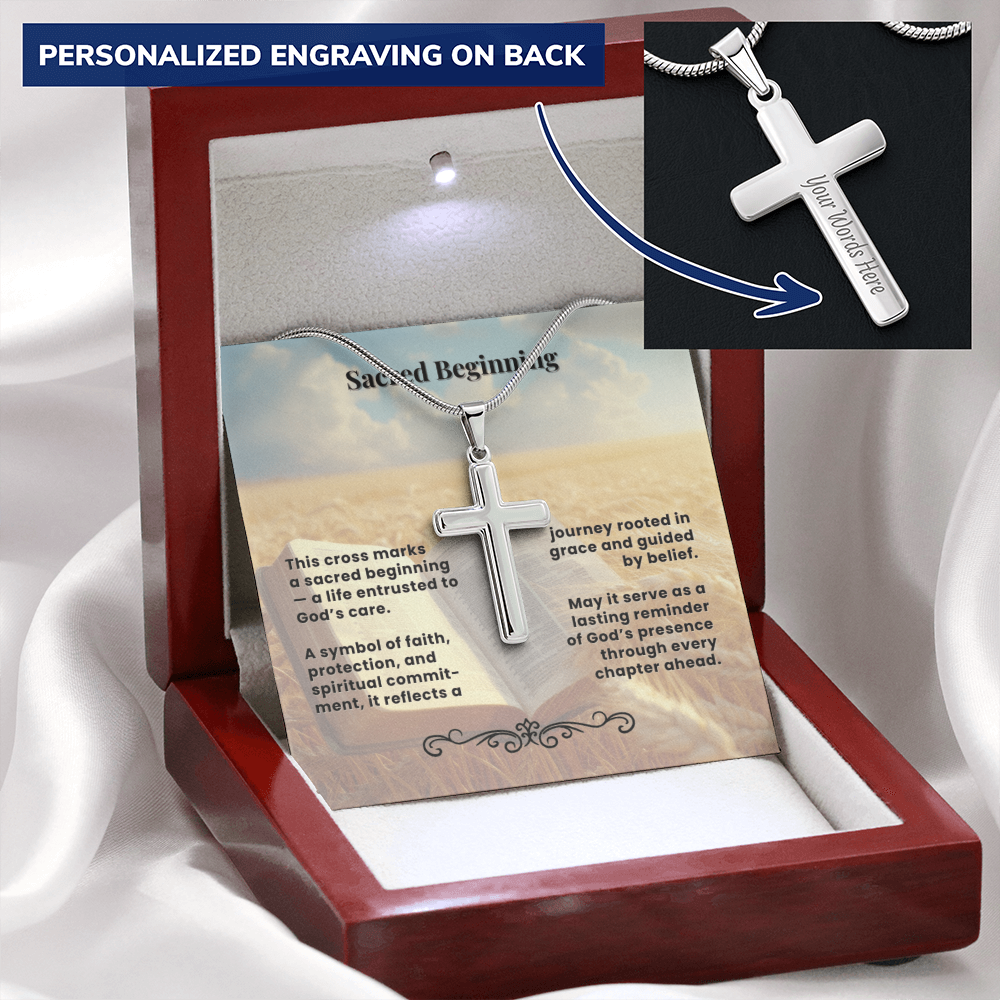 Cross Necklace Personalized with Snake Chain | Sacred Beginning
