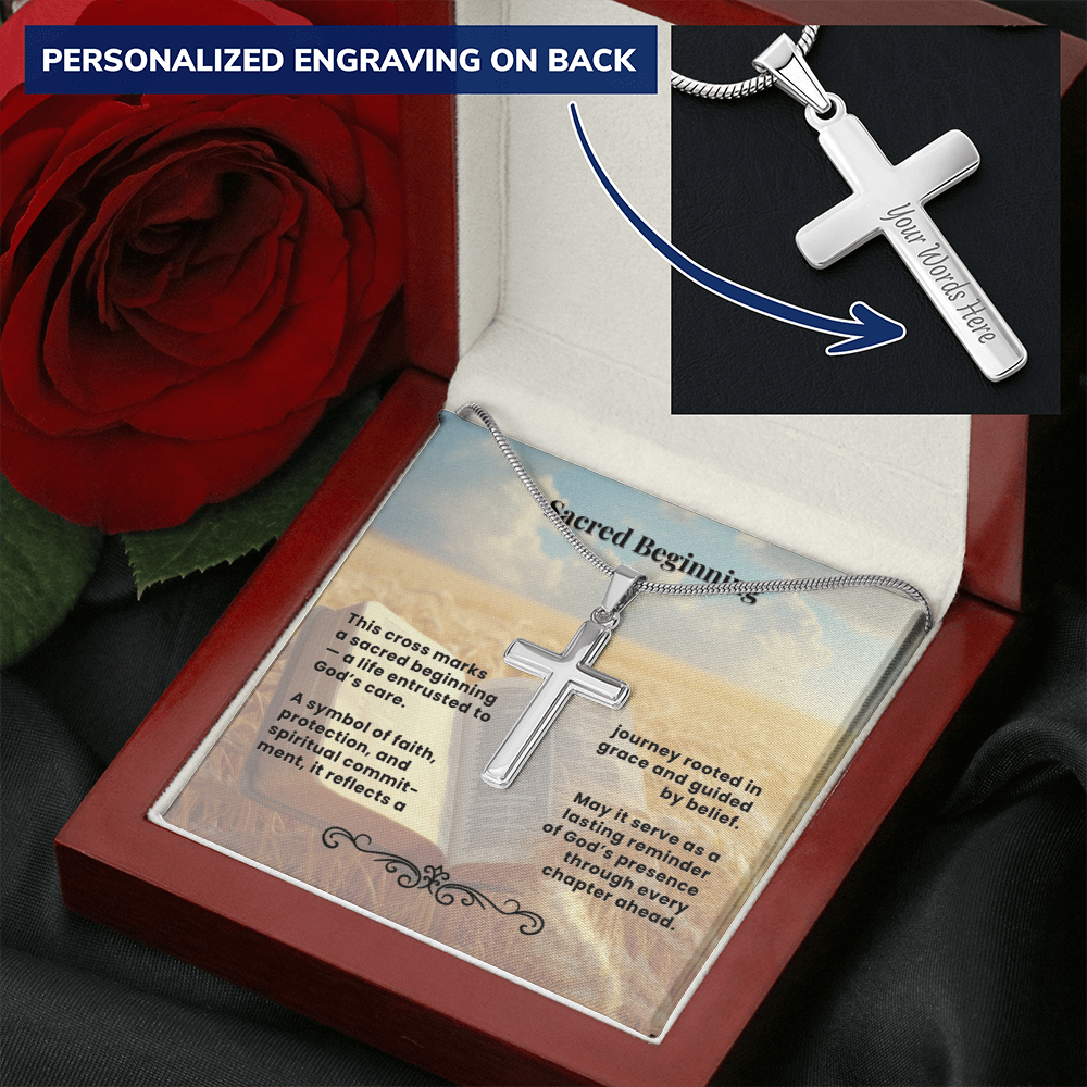 Cross Necklace Personalized with Snake Chain | Sacred Beginning