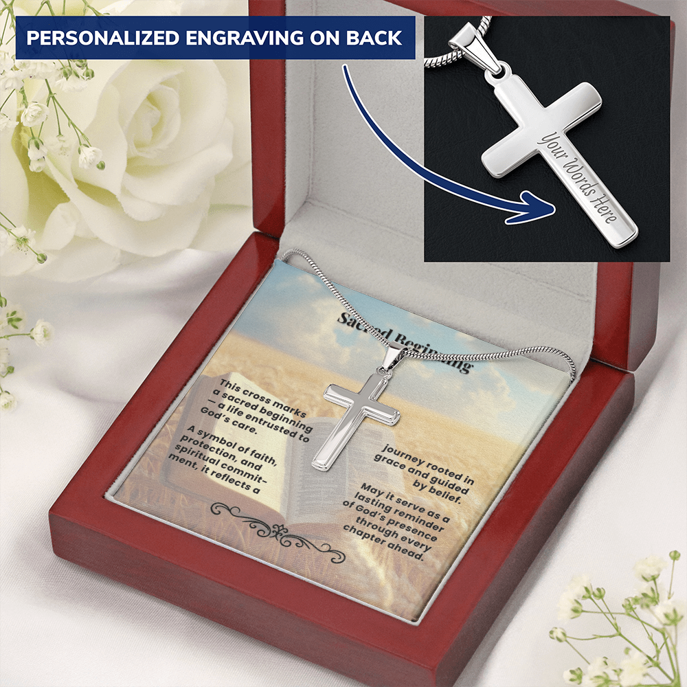 Cross Necklace Personalized with Snake Chain | Sacred Beginning