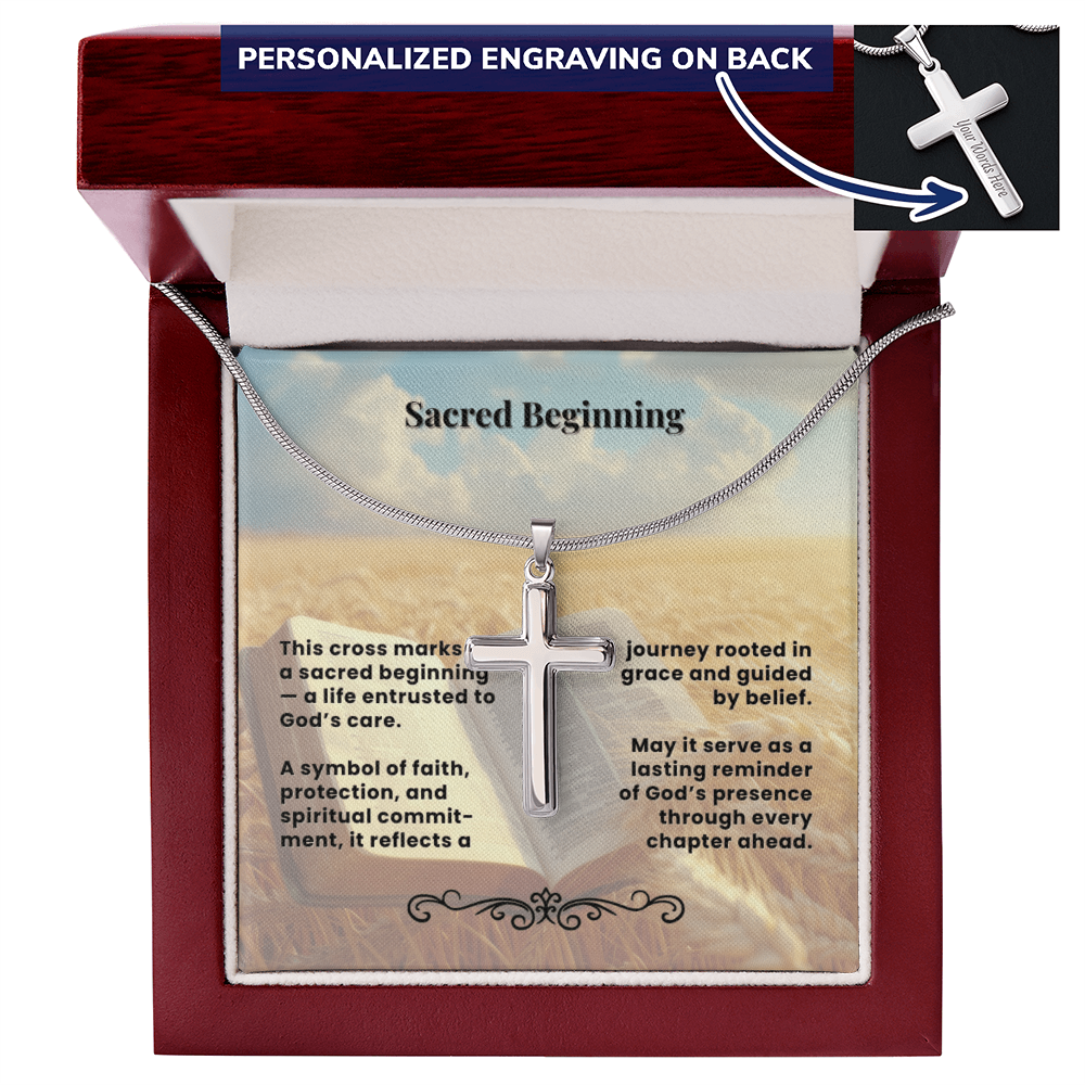 Cross Necklace Personalized with Snake Chain | Sacred Beginning