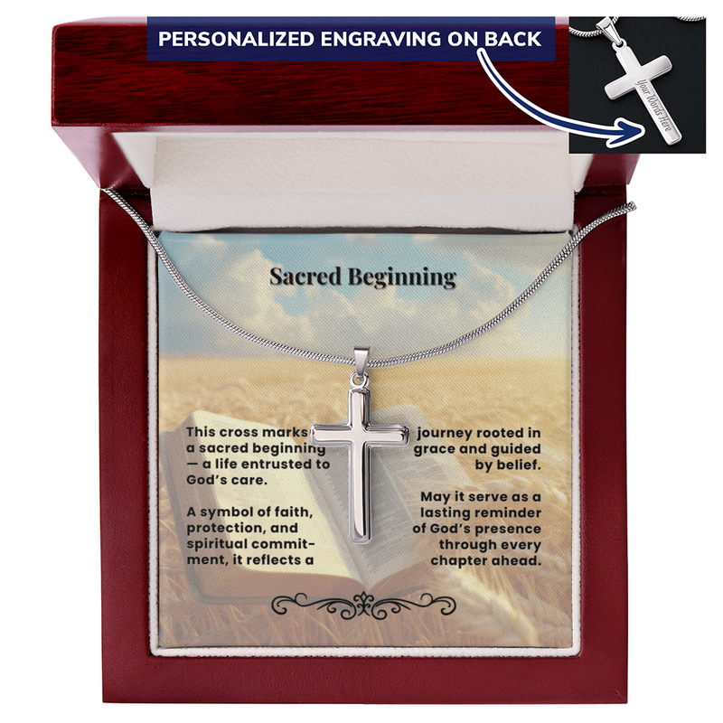 Cross Necklace Personalized with Snake Chain | Sacred Beginning