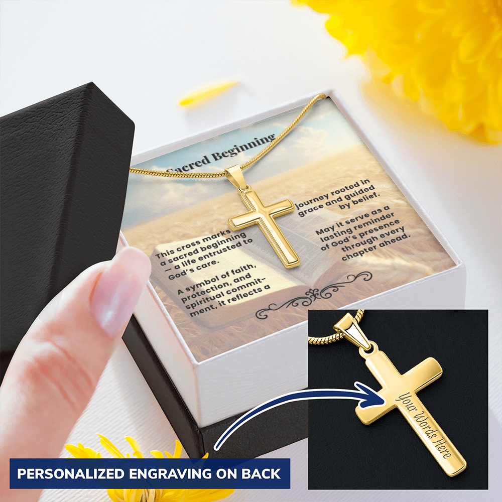Cross Necklace Personalized with Snake Chain | Sacred Beginning