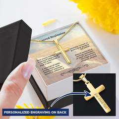 Personalized Cross Necklace with Snake Chain | Sacred Beginning