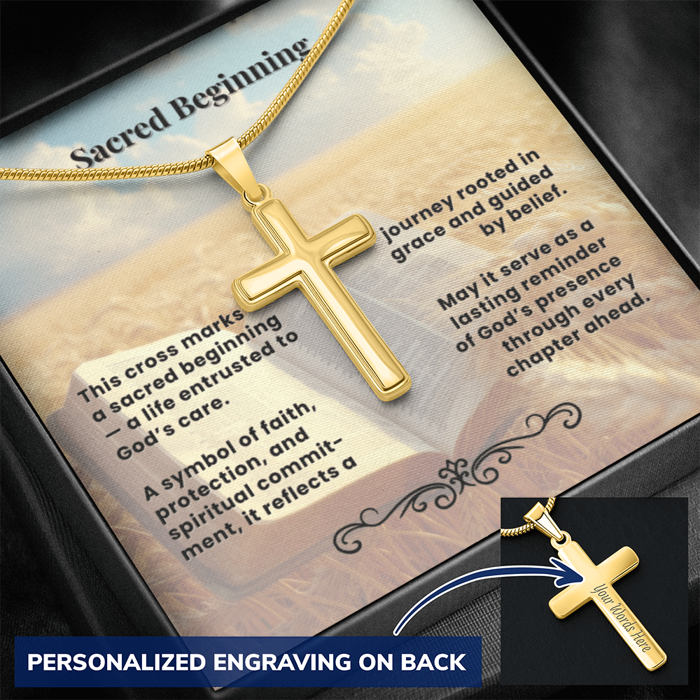 Cross Necklace Personalized with Snake Chain | Sacred Beginning