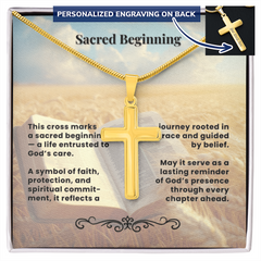Personalized Cross Necklace with Snake Chain | Sacred Beginning