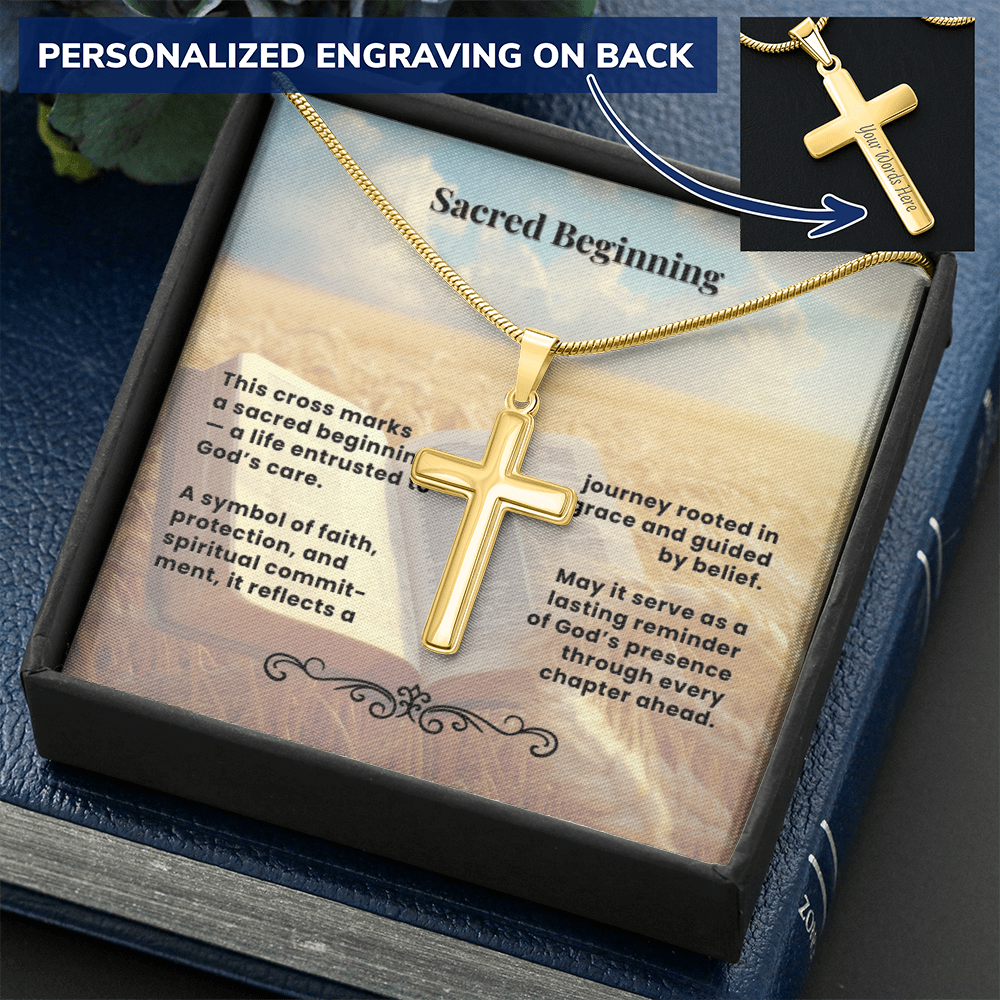 Cross Necklace Personalized with Snake Chain | Sacred Beginning