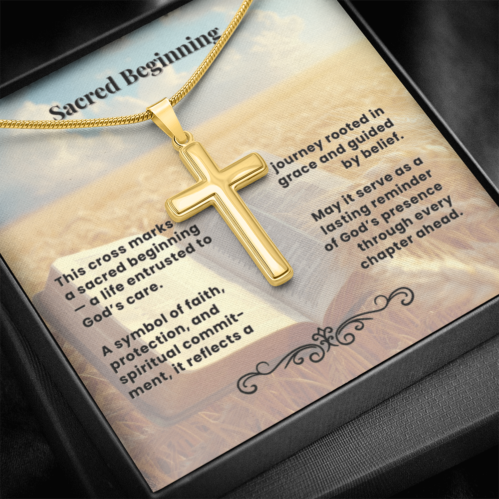 Cross Necklace Personalized with Snake Chain | Sacred Beginning