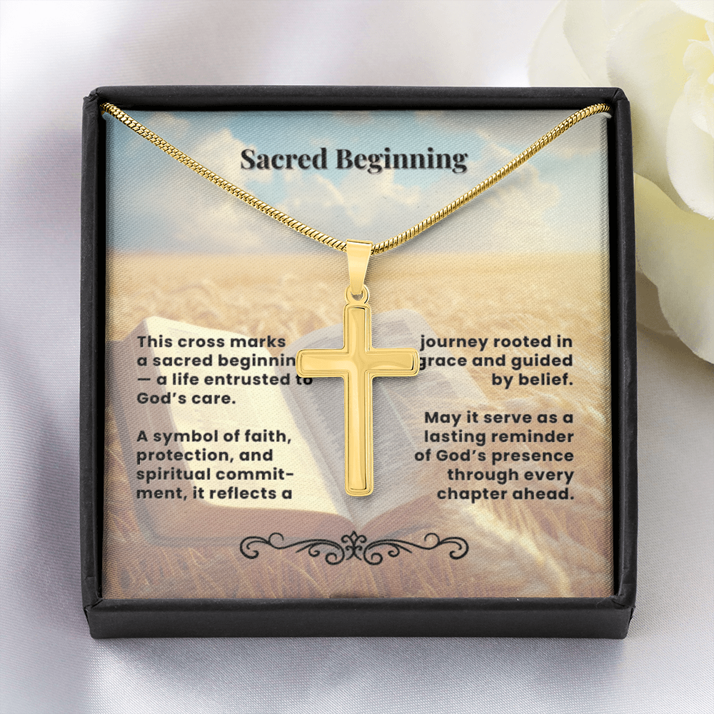Cross Necklace Personalized with Snake Chain | Sacred Beginning