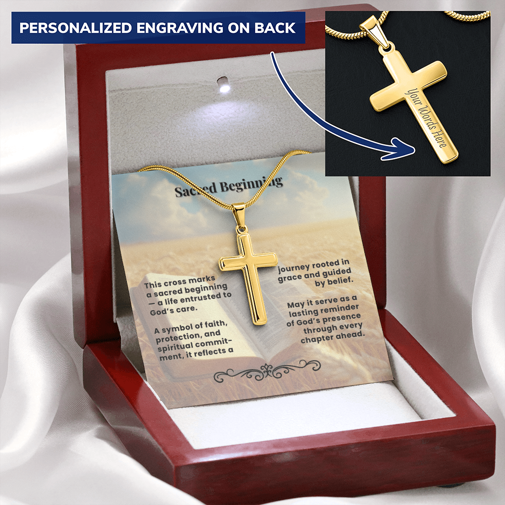 Cross Necklace Personalized with Snake Chain | Sacred Beginning