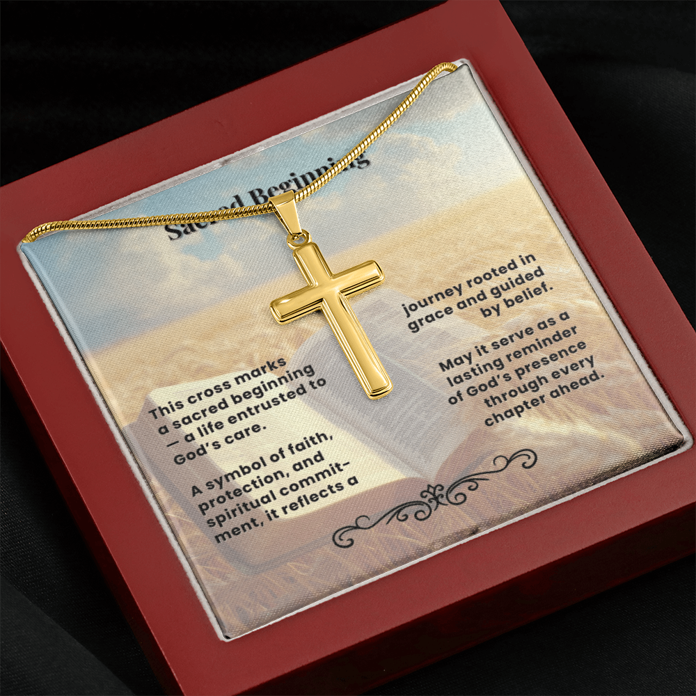 Cross Necklace Personalized with Snake Chain | Sacred Beginning