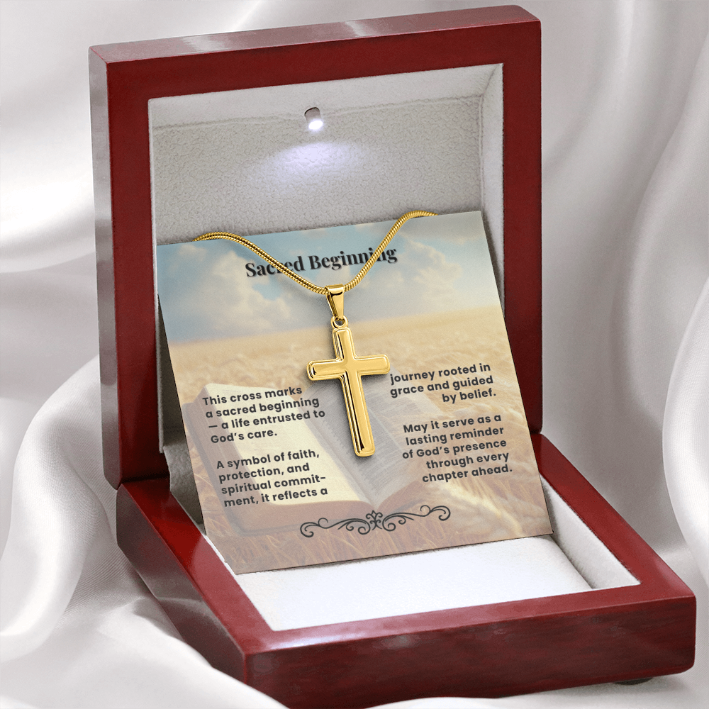 Cross Necklace Personalized with Snake Chain | Sacred Beginning