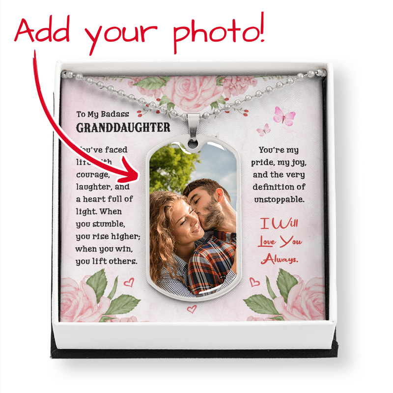 Dog Tag Necklace - To My Badass Granddaughter