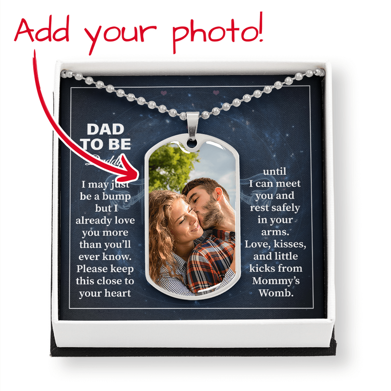 Dog Tag Necklace | Dad to Be Daddy – Photo Upload Required