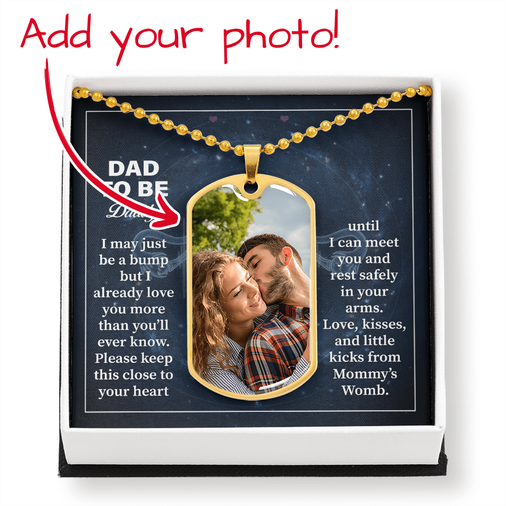 Dog Tag Necklace | Dad to Be Daddy – Photo Upload Required