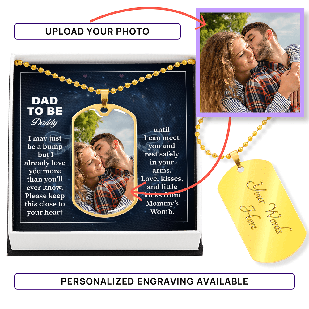 Dog Tag Necklace | Dad to Be Daddy – Photo Upload Required
